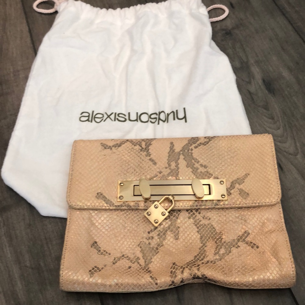 Alexis Hudson snakeskin clutch